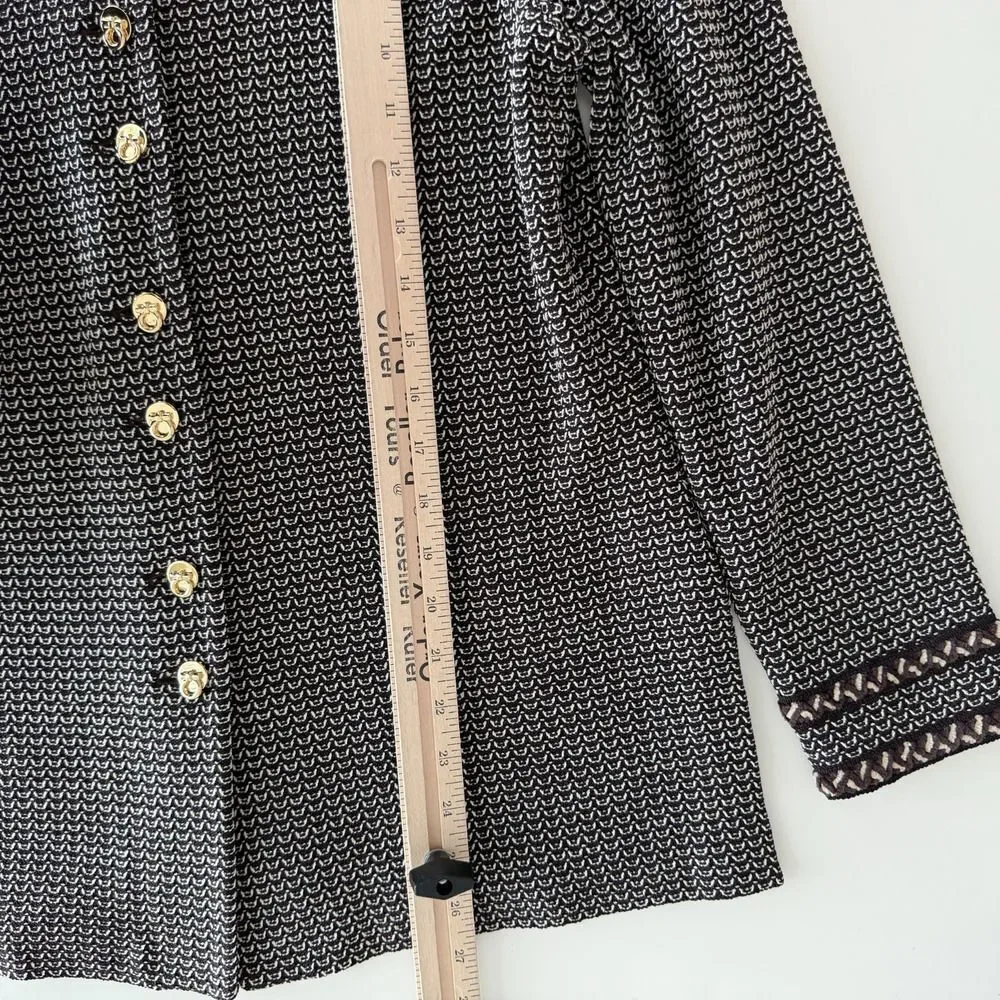 St John Skirt Jacket‎ Suit 4 and 6 Brown Textured Knit Career Elegant Military